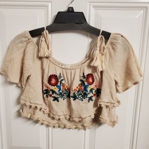 ❤️2 for $25❤️ Solemio Women's Embroidered Off-Shoulder Blouse